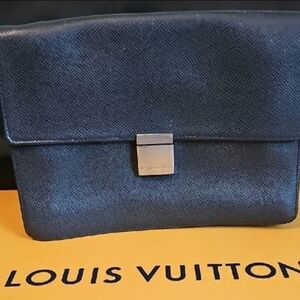 Louis Vuitton Black Tiaga Selenga Clutch Bag { EUC